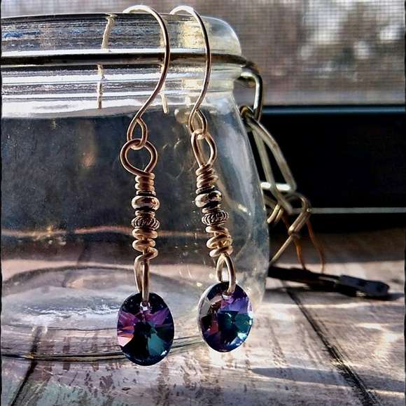 Swarovski Baroque Crystal & Silver Wire Earring - Picture 6 of 7